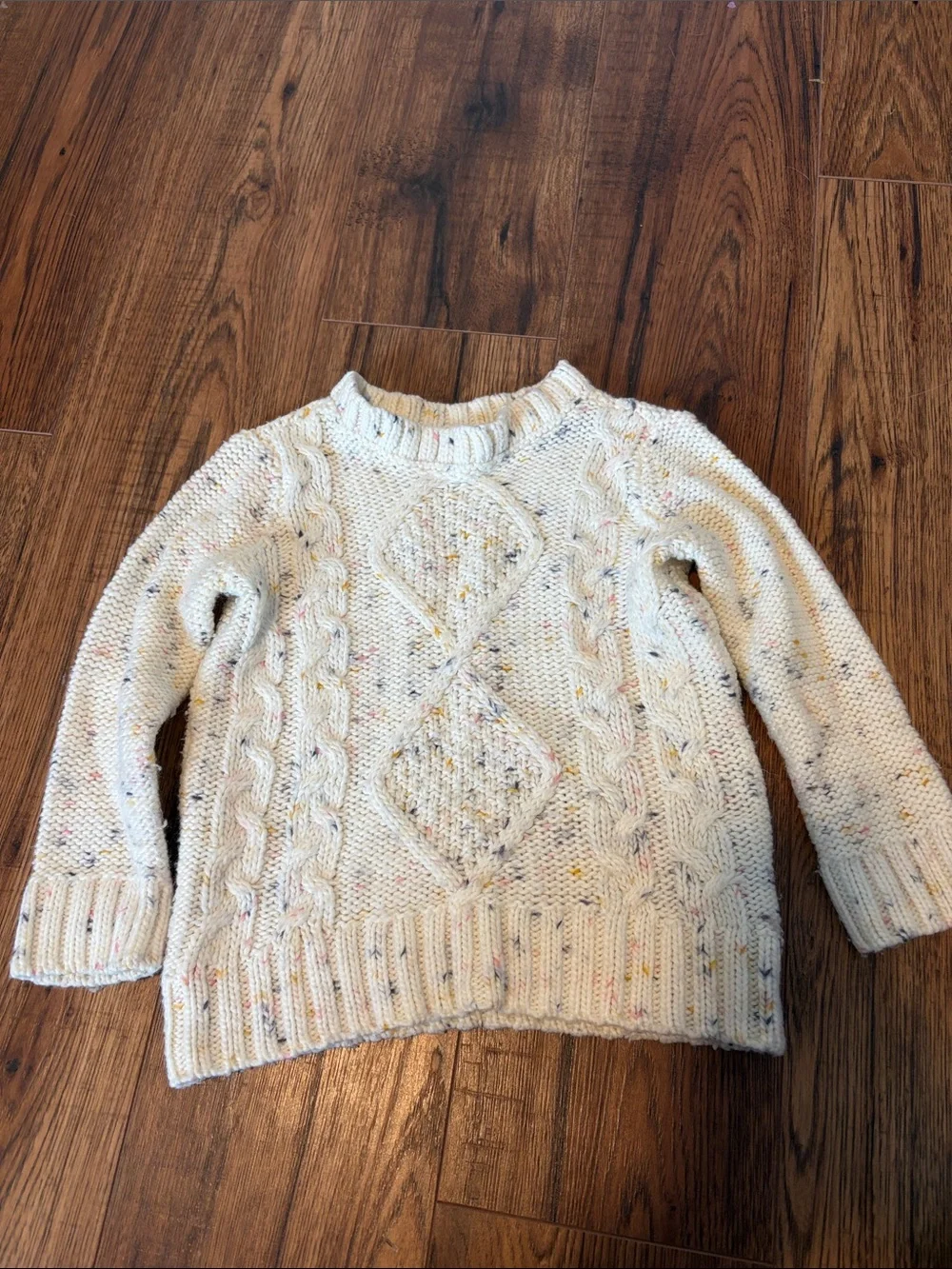 OshKosh B'gosh Kids Cream Cable Knit Sweater with Multicolor Flecks
